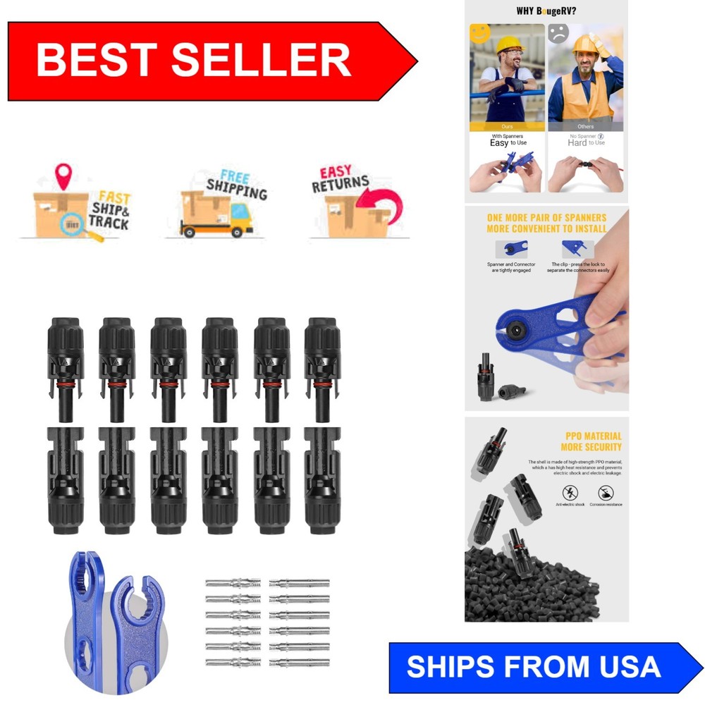 12 PCS Solar Connectors 10 AWG Crimp Type for Long-Lasting Performance