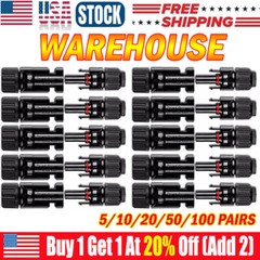 5-100Pairs Solar Panel Cable Wire Connectors Kit Male& Female Waterproof Adapter