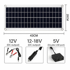 Portable 12V Solar Panel Kit 60A Controller USB Charger Camping Car Battery AU