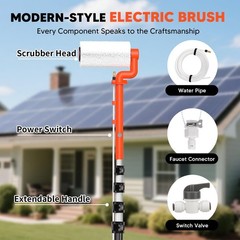 Electric Solar Panel Cleaning Kit, 20FT Telescoping Water Fed Brush