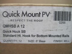 Quick Mount PV QMHSBA12 Hook for Bottom Mounted Rails. 6» Base Size Aluminum