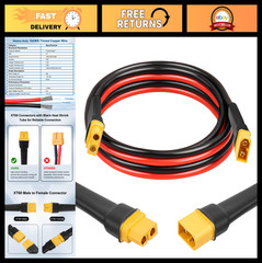 6FT XT60 Extension Cable, 10AWG Tinned Copper Wire, Heavy-Duty Power Cord for RC