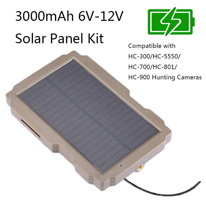 3000mAh 6V-12V Solar Panel Set W/ Charging Adapter Fior Trail Camera S7T0