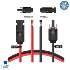 10ft 10AWG Solar Extension Cable with Connectors – Heavy-Duty Copper, Weather…