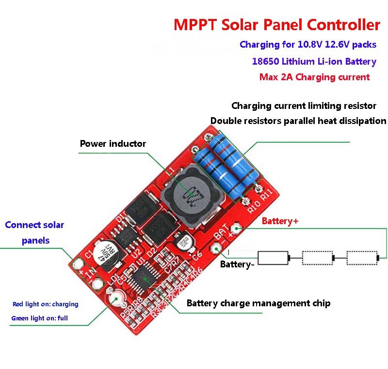 3S Lithium Battery Charging Charger Module MPPT Solar Panel Controller LED Power
