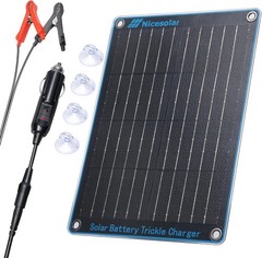 Nicesolar 10W 12V Solar Battery Trickle Charger Maintainer