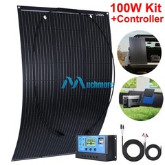 Real 100W Solar Panel Kit 30A 12V Battery Charger w/ Controller Caravan Boat RV