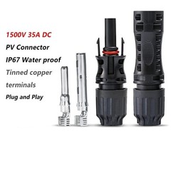 1 Pair PV Connector 1500VDC 35A Male Female Panel For Solar Kits 2.5-6mm² Cable