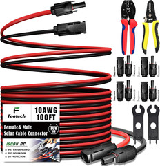 Twin Wire 100FT Solar Extension Cable – 10AWG (6mm²) Solar Panel Connector IP67
