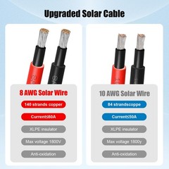 8 AWG Solar Cable 100FT Red + 100FT Black Tinned Copper Wire, 8 Gauge Solar P…