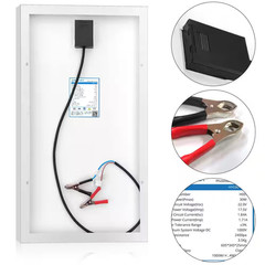 30-Watt 12-Volt Mono Solar Panel, Compatible with Portable Chest Fridge Freezer