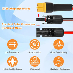 10AWG 2FT XT60 Solar Extension Cable 2 3 6 10 15 20 25 35 40 50 75 100FT XT60 So