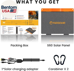 60W Portable Solar Panels Chargers with PD3.0 USB-C,QC3.0 USB-A and DC Outputs F