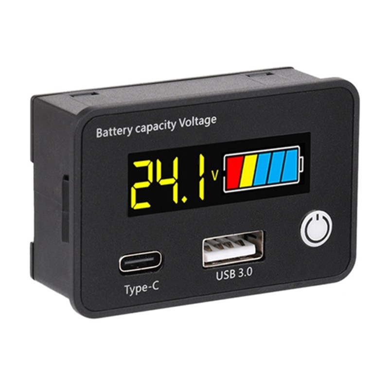 High Accuracy Battery Level Indicator QC3.0 USB Type C Analyzer for Solar Car