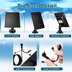 Solar Panel Charger for Blink Camera with 2600mAh Battery, IP66 Waterproof