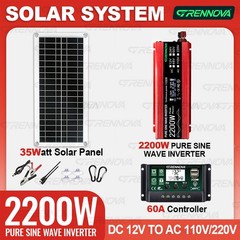 Grennova 2200W Pure Sine Off-Grid Solar Kit Dual Voltage DIY Home Backup Power