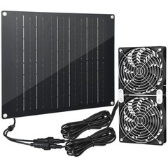 Solar Fan 30W Solar Powered Fan | Panel with 2 IPX7 Weatherproof Fans 5In Fan…