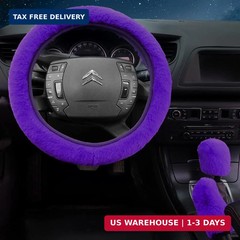 Car Interior Accessories Set 7pcs Fluffy Steering Wheel Cover