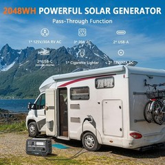 ALLWEI Portable Power Station Solar Generator 2400W 2048Wh with 200W Solar Panel