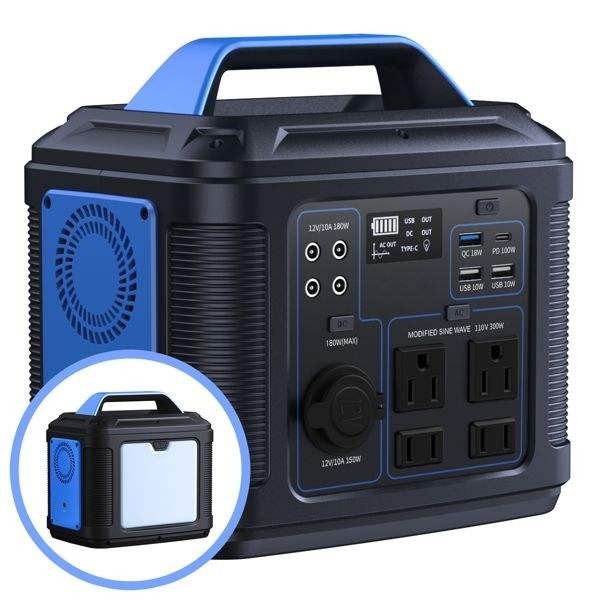 Portable 300W Power Station 296Wh 80000mAh Battery Solar Generator for Outdoor