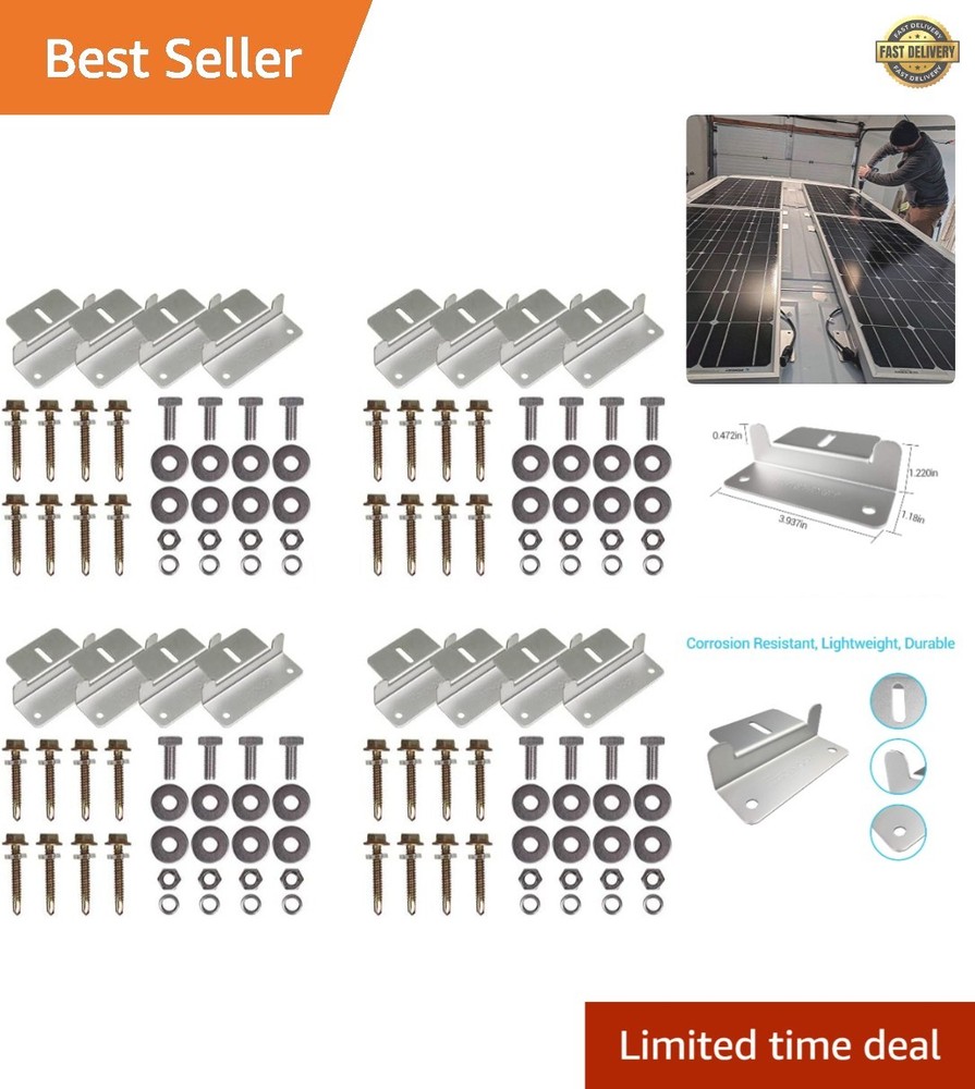 4 Sets of Solar Panel Mounting Z Brackets Lightweight Aluminum Corrosion-Free…