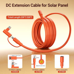 30FT 9M 8Mm Extension Cable 14AWG for Solar Generators, DC7909 Solar Panel