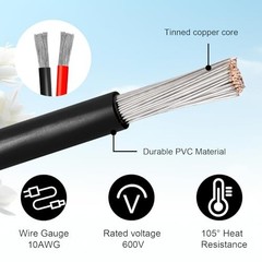 0AWG Solar Panel to SAE Adapter Cable SAE Plug Cable PV Solar Extension 50FT 1