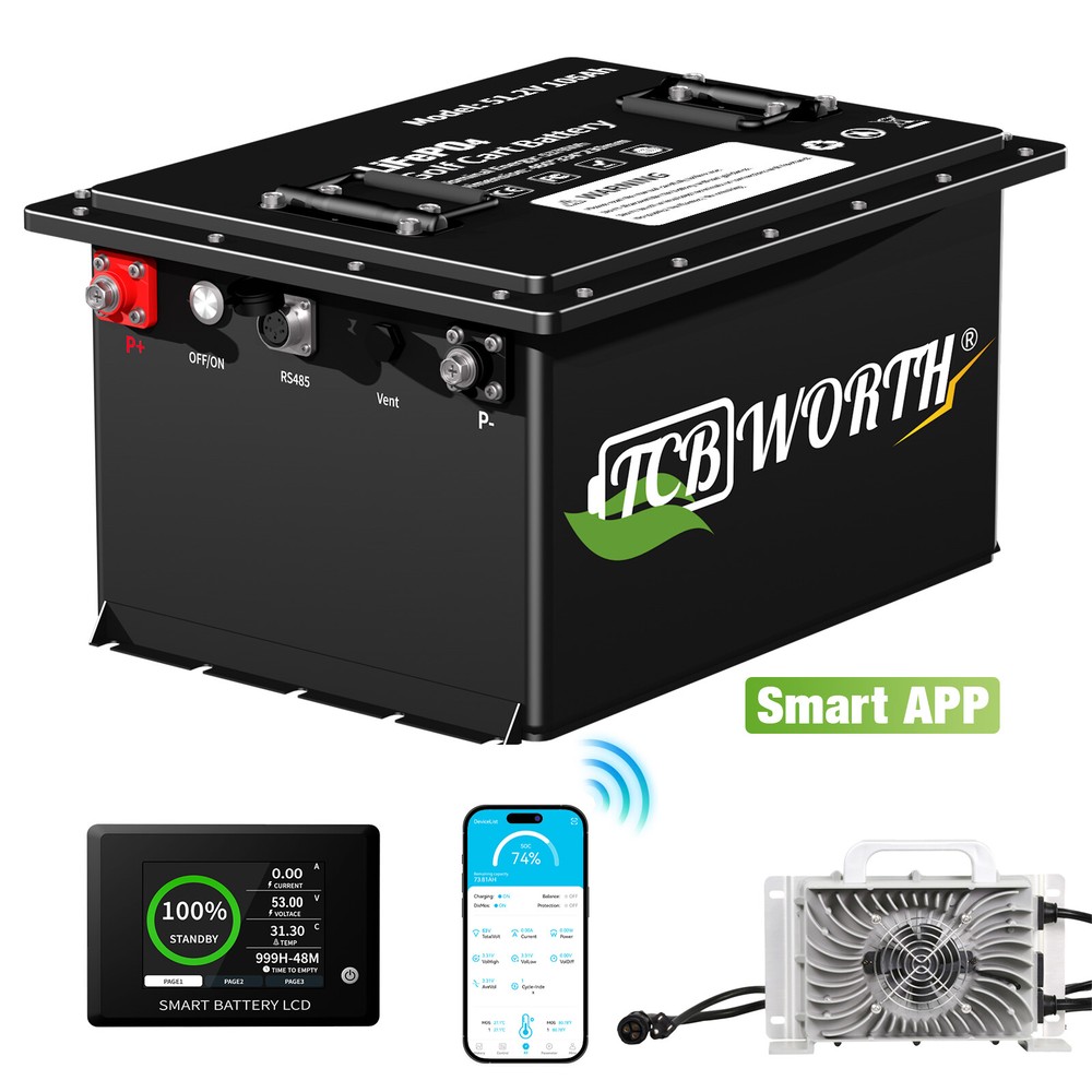 48V 105Ah Lithium Golf Cart Battery Smart 200A BMS for Golf Cart Clubcar EZGO RV