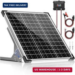 Voltset 50W Solar Panel Kit, 12V Solar Battery Trickle Charger Maintainer + 10A