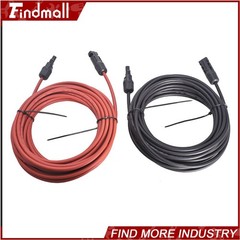 Findmall 1Pair 10AWG Black + Red 30FT Solar Panel Extension Cable Wire Connector