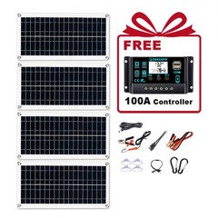 800W 4 x 200W PV Panel Kit – 100A Controller + 2M DC Cord for Home Balcony/RV4Q2