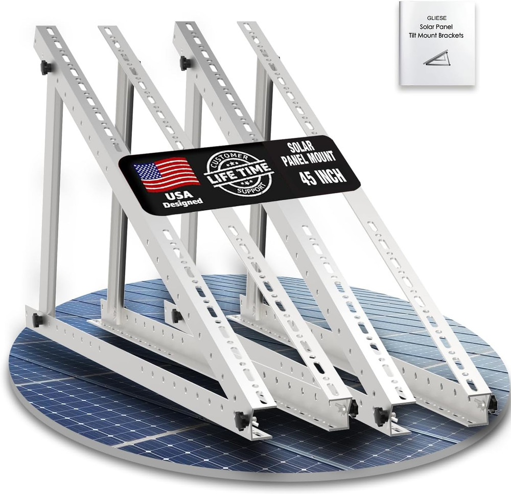 2 Sets 46 Inch Solar Panel Mount Brackets with Foldable Tilt Legs, Suitable for