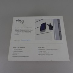 RING SOLAR PANEL, Rechargeable Power-Black-Weather Resistant-Brand New