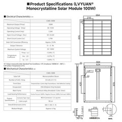 200W Monocrystalline Solar Panel Portable for RV Van Off Grid Home Camping