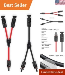 Y-Branch Solar Panel Connector 10AWG Cable – Easy Plug & Play Installation