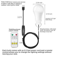 USB Light,USB Lamp,Camping Lights,7W Dimmable Hanging Portable Soft White