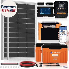 ECO WORTHY 12V 200W Solar Panel Kit with Battery and Inverter for RV off Grid:2P