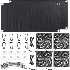 10W 12V Solar Panel Dual Fans Kit, Waterproof Outdoor Solar Powered Exhaust Fan