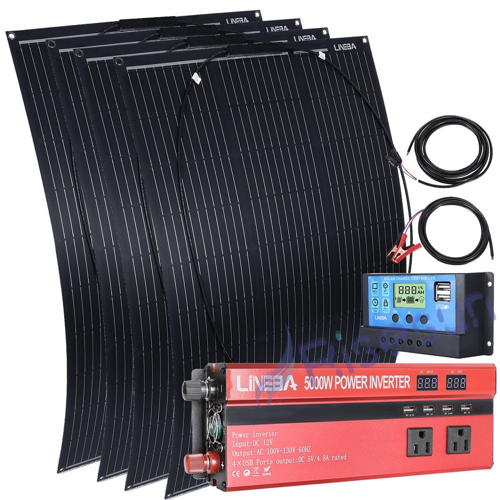 5000W Complete Solar Power Generator Solar Panel Kit Home RV Camper Off Grid