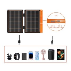 20W Solar Panel Charger, 5V USB-A/C, Foldable & Portable, Waterproof for Hiking,