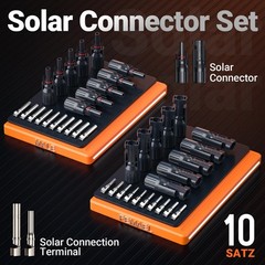 Solar Crimper Tool Kit, 10 Pairs MC4 Connectors & 2 Wrench, 1 Ratcheting Crim…