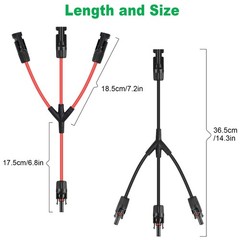 Solar Connectors Y Branch Parallel Adapter 30A Cable 1 to 3 Male Female Conne…