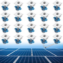 Anbte 20pcs Solar Panels Mid Clamps for Unistrut, 30mm/35mm, Silver