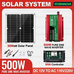 Grennova 500W Pure Sine Solar Kit 60A MPPT RV Home Off-Grid Power
