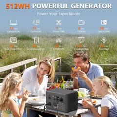 ALLWEI 500W Solar Generator with 100W Solar Panel, 512Wh LiFePO4 Portable Power