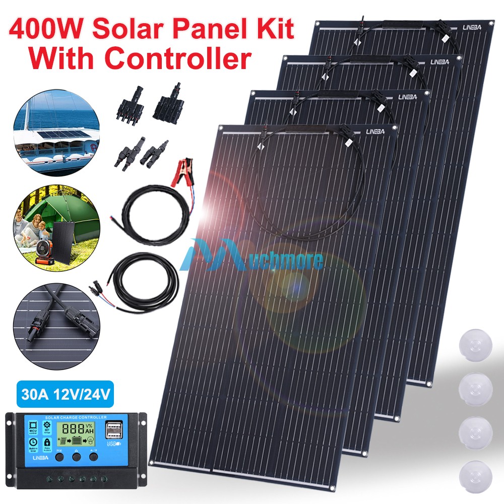 Kit de panel solar de 200W 400W, cargador de batería de 12 V, para autocaravana