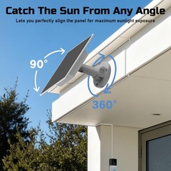 Solar Panel for Video Doorbell with 4000mAh Battery, IP66 Waterproof, 13.2ft Cab