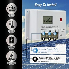 ExpertBattery 200W 12V Monocrystalline Solar Panel Kit with 20A PWM Controller