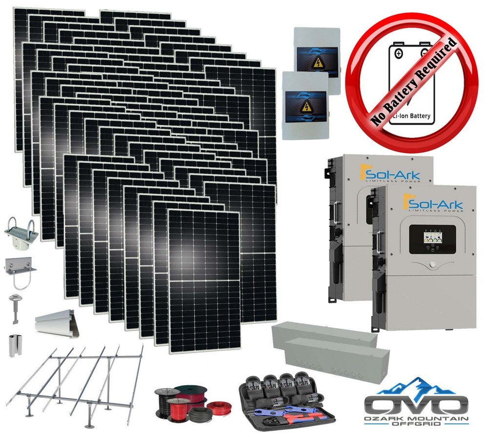 35KW Complete Offgrid Solar Kit + 2x 15K Sol-Ark Inverter +35.2KW Solar with Gro