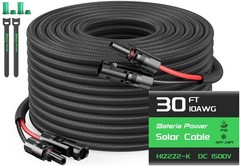Solar Panel Extension Cable 10AWG 30FT with IP68 Female & Male Connectors